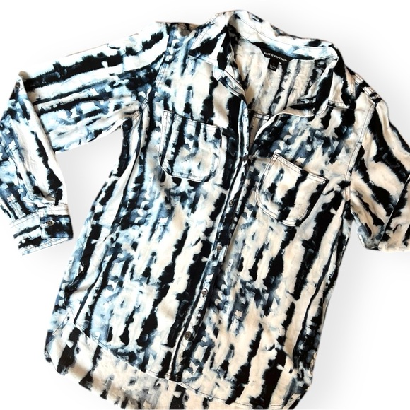 Rock & Republic Tops - 💙Rock & Republic Rare Indigo Shibori Type Soft Rayon Button Down Sz Sm💙